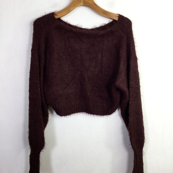 Free People Women's Pullover Crop Sweater Olivia Long Sleeve Decadent Size L NWT - Picture 7 of 16